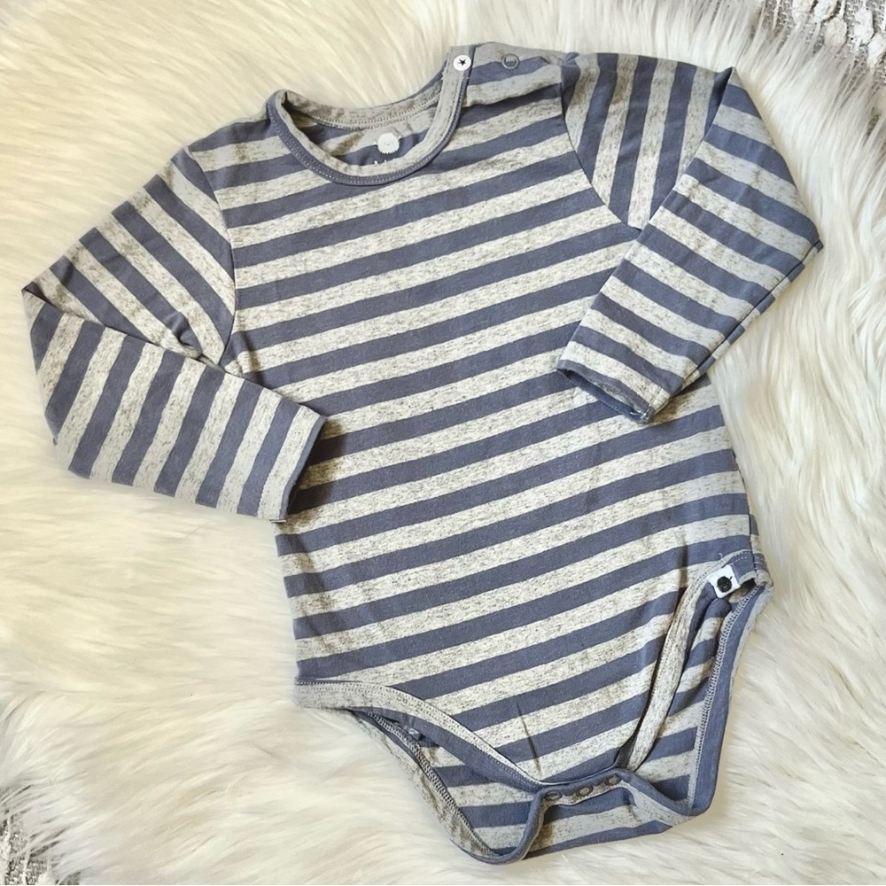 SOLD Striped Blue and Gray Kids Bodysuit